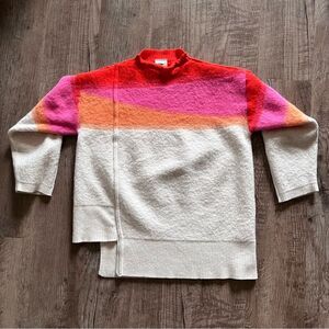 Nike yoga Women's Cowl Neck Sweater - Red, Pink, Orange, Cream Sz. Small